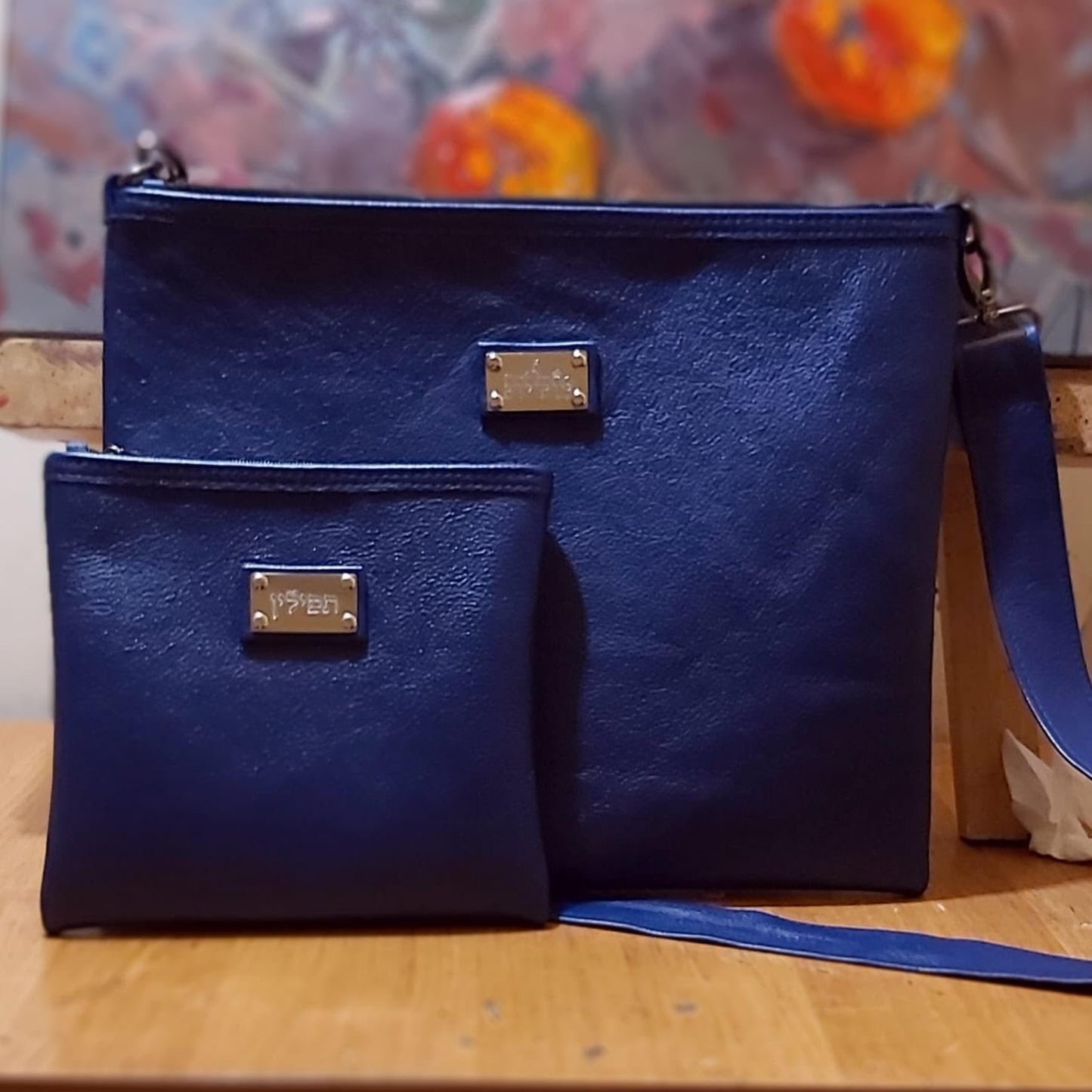 Leather blue bag